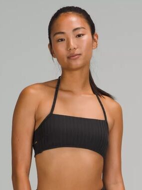 Lululemon Ribbed Halter Cross-Back Swim Top Black